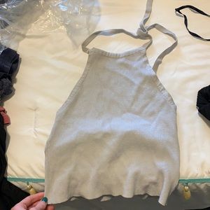 Forever 21 tie neck crop top light blue